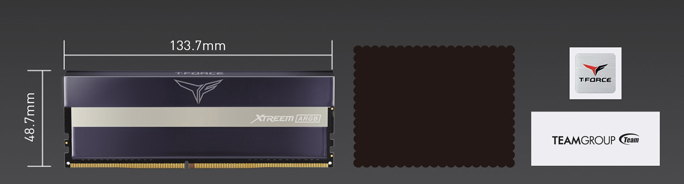 what's in the box and Team T-Force XTREEM ARGB Desktop Memory Model size